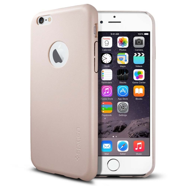 Кожаный клип-кейс SPIGEN для iPhone 6s / 6 - Leather Fit - Светло-розовый - SGP11357