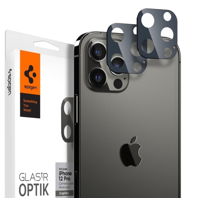 Защитное стекло для камеры SPIGEN для iPhone 12 Pro - Optik Lens Protector - Темно-серый - 2 шт - AGL02457