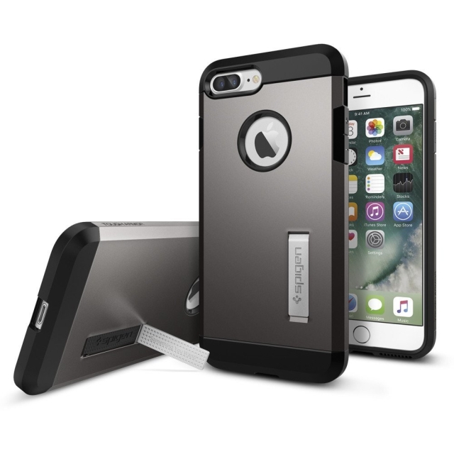 Ударопрочный чехол SPIGEN для iPhone 7 Plus / 8 Plus - Tough Armor - Темно-серый - 043CS20529