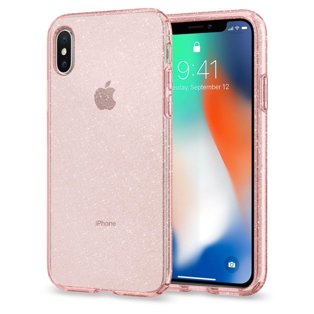 Чехол-капсула SPIGEN для iPhone X / XS - Liquid Crystal Glitter - Розовый кварц - 057CS22654