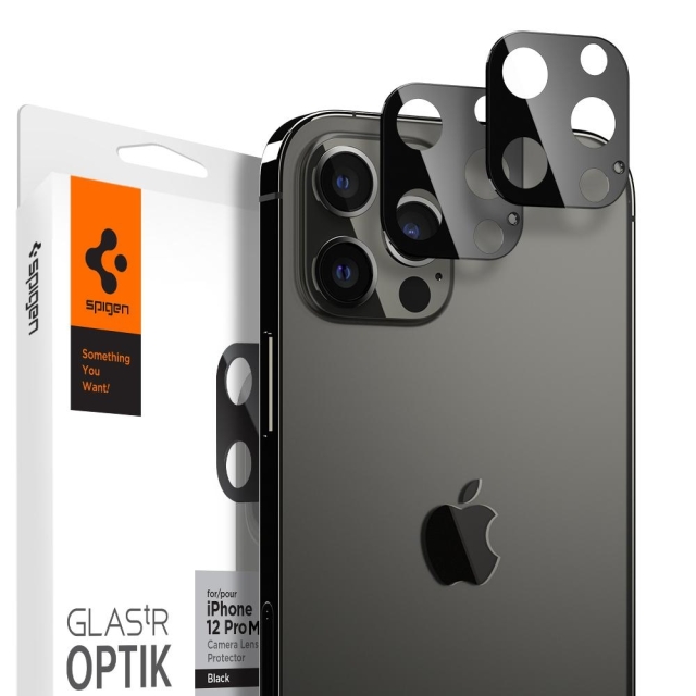 Защитное стекло для камеры SPIGEN для iPhone 12 Pro Max - Glas.tR Optik Lens - Черный - 2 шт - AGL01797