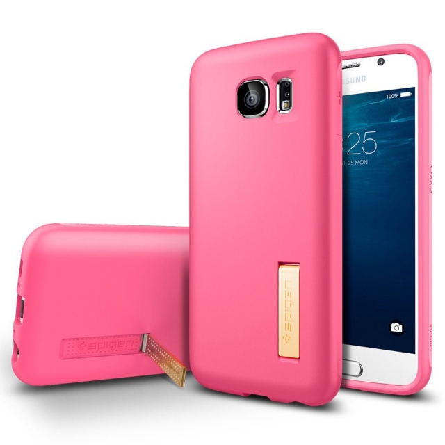 Силиконовый чехол SPIGEN для Galaxy S6 - Capsule Solid - Ярко-розовый - SGP11437