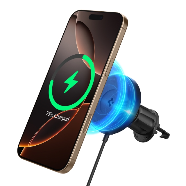 Автомобильный держатель с беспроводной зарядкой SPIGEN для смартфона - OneTap Pro 4 MagSafe Wireless AirVent Hook - Черный - ACP08543