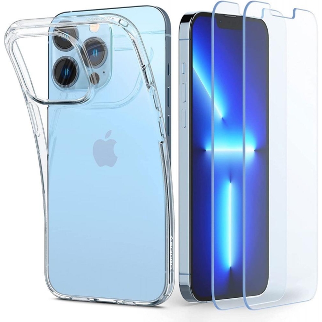 Чехол и защитное стекло SPIGEN для iPhone 13 Pro Max - Crystal Pack - Прозрачный - 2 шт - ACS03636