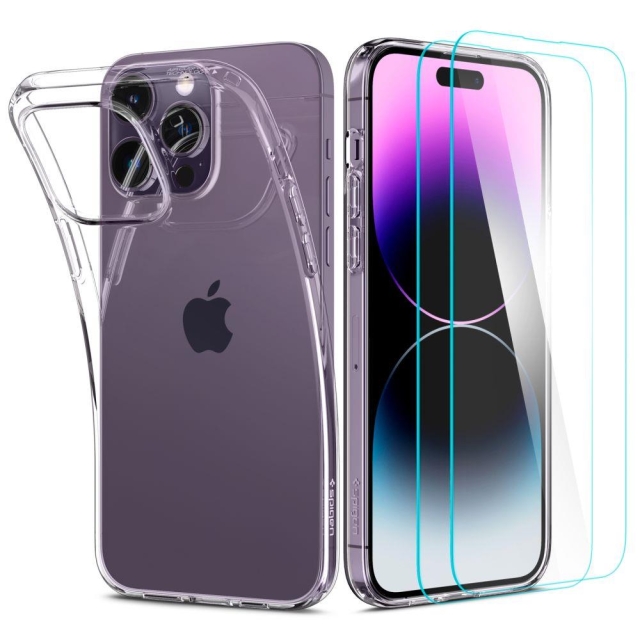 Чехол и защитное стекло SPIGEN для iPhone 14 Pro - Crystal Pack - Прозрачный - 2 шт - ACS04994