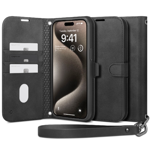 Чехол SPIGEN для iPhone 15 Pro Max - Wallet S Pro - Черный - ACS06605