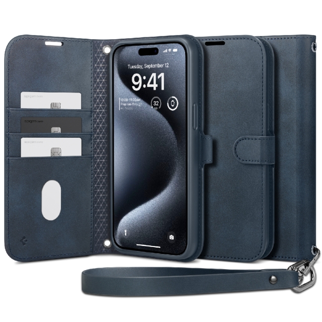 Чехол SPIGEN для iPhone 15 Pro Max - Wallet S Pro - Синий - ACS06606