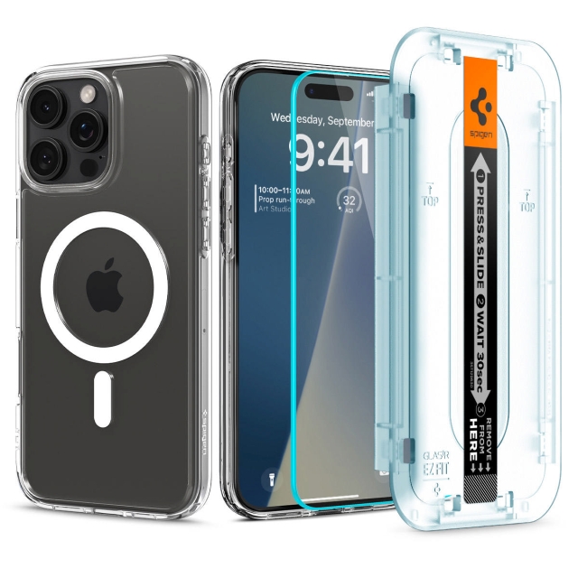 Чехол и защитное стекло SPIGEN для iPhone 16 Pro Max - Ultra Hybrid MagSafe and Glas.tR EZ Fit - Белый - ACS08141