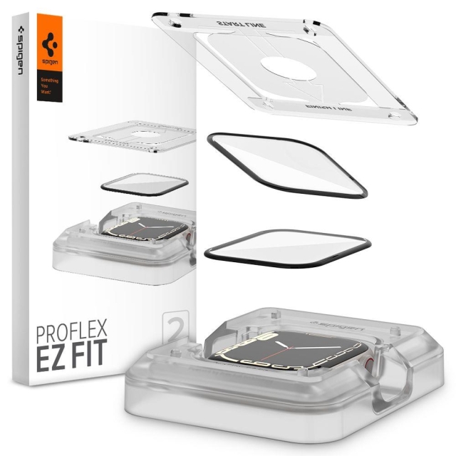 Защитное стекло SPIGEN для Apple Watch 8/7 (41 mm) - ProFlex EZ Fit - Прозрачный - 2 шт - AFL04052