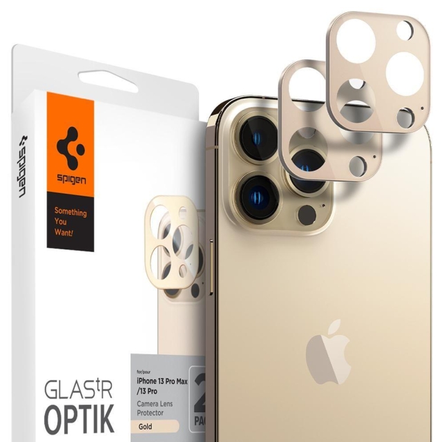 Защитное стекло для камеры SPIGEN для iPhone 13 Pro Max / 13 Pro - Optik Lens Protector V2 - Золотой - 2 шт - AGL04034
