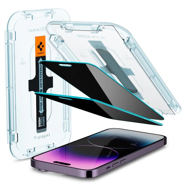 Защитное стекло SPIGEN для iPhone 14 Pro Max - EZ FIT GLAS.tR Privacy - Затемненный - 2 шт - AGL05203