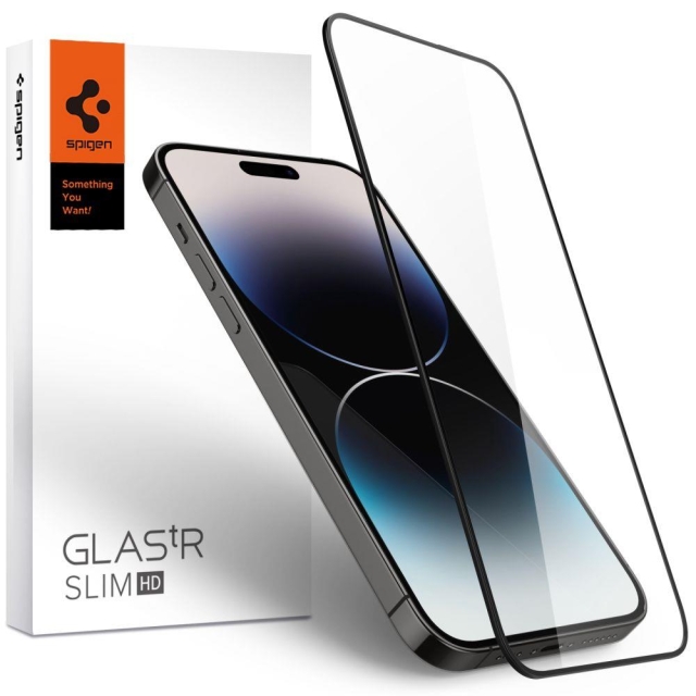 Защитное стекло SPIGEN для iPhone 14 Pro Max - GLAS.tR Slim HD - Черный - 1 шт - AGL05209