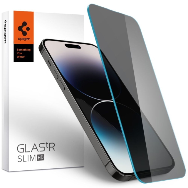 Защитное стекло SPIGEN для iPhone 14 Pro Max - GLAS.tR Slim HD - Anti-Glare Privacy - Затемненный - 1 шт - AGL05211