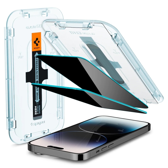 Защитное стекло SPIGEN для iPhone 14 Pro - EZ FIT GLAS.tR Privacy - Затемненный - 2 шт - AGL05215