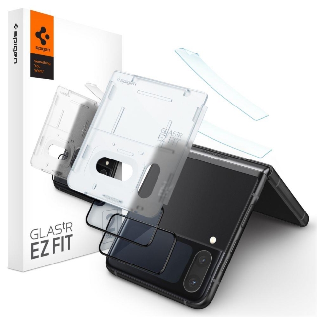 Защитное стекло и пленка SPIGEN для Galaxy Z Flip 4 - GLAS.tR Full Cover Hinge Film - Прозрачный - 2 шт - AGL05321
