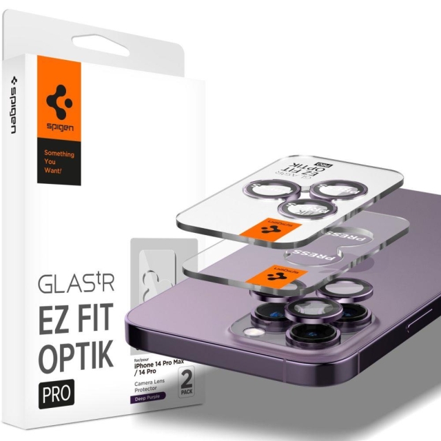 Защитное стекло для камеры SPIGEN для iPhone 15 Pro / 15 Pro Max / 14 Pro / 14 Pro Max - GLAS.tR EZ Fit Optik Pro - 2 шт - Фиолетовый - AGL05597