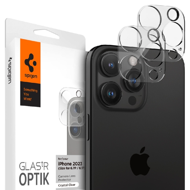 Защитное стекло для камеры SPIGEN для iPhone 15 Pro / 15 Pro Max / 14 Pro / 14 Pro Max/14 Pro/14 Pro Max - Glass tR EZ Fit Optik - Прозрачный - 2 шт - AGL05761