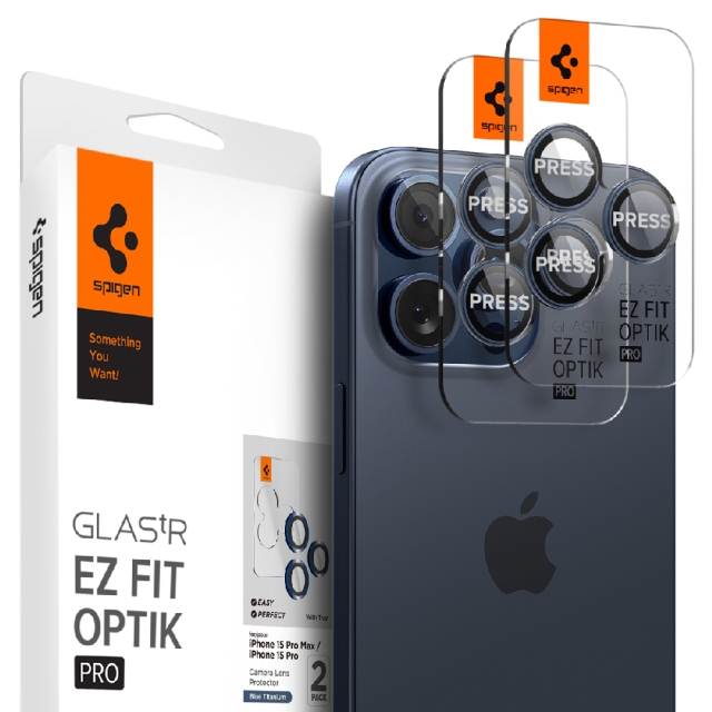 Защитное стекло для камеры SPIGEN для iPhone 15 Pro / 15 Pro Max / 14 Pro / 14 Pro Max - Glass tR EZ Fit Optik Pro - Синий - 2 шт - AGL07164