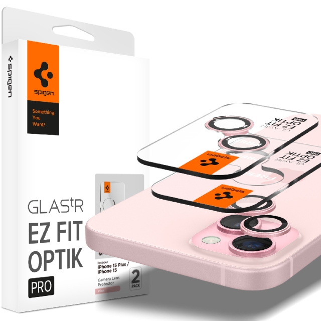 Защитное стекло для камеры SPIGEN для iPhone 15/15 Plus/14/14 Plus - Glass tR EZ Fit Optik Pro - Розовый - 2 шт - AGL07167
