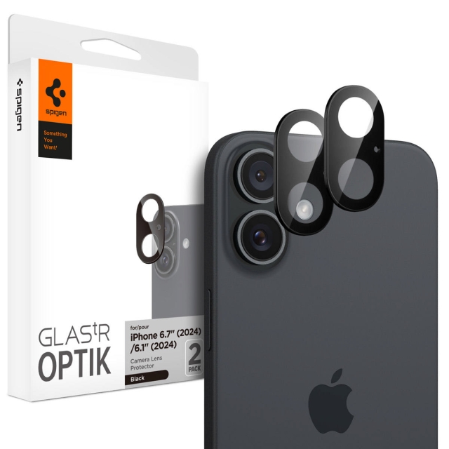 Защитное стекло для камеры SPIGEN для iPhone 16/16 Plus - Glas.tR Optik - 2 шт - Черный - AGL07922