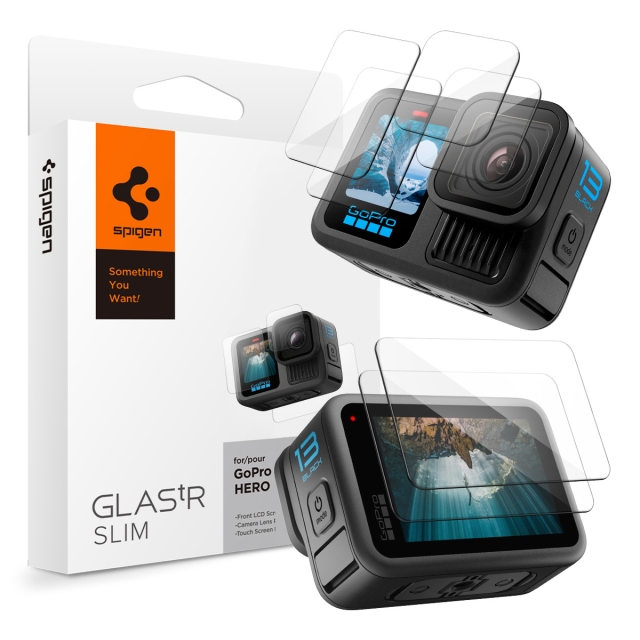 Защитное стекло SPIGEN для GoPro Hero 13 - Glas.tR SLIM Multi Pack FS/CL/BS - Прозрачный - 2 шт - AGL09189