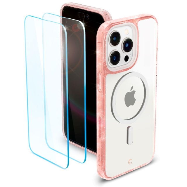 Чехол и защитное стекло SPIGEN Cyrill для iPhone 14 Pro - Shine Mag - Розовый - 3 шт - ACS05021