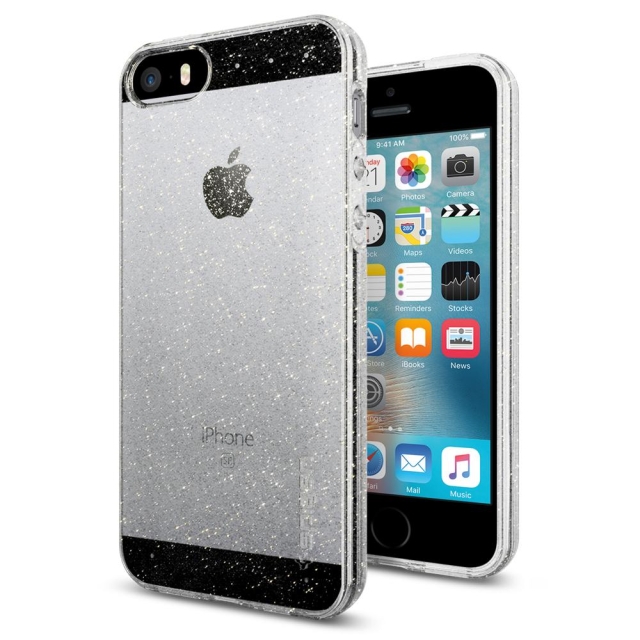 Чехол-капсула SPIGEN для iPhone SE / 5s / 5 - Liquid Air Glitter - Прозрачный кварц - 041CS21959