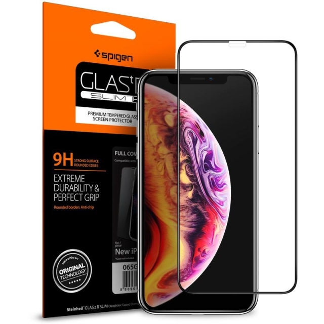 Защитное стекло SPIGEN для iPhone 11 Pro / XS / X - GLAS.tR Slim Full Cover - Черный - 1 шт - 063GL25234