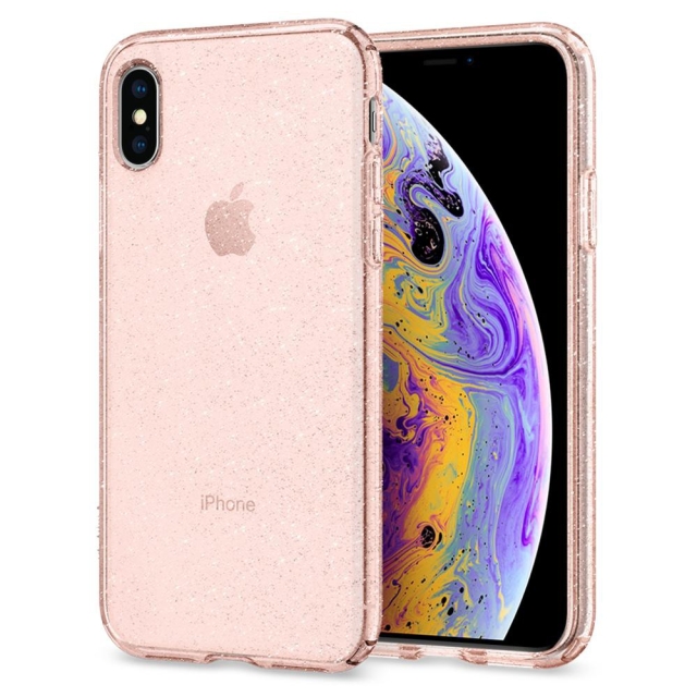 Чехол-капсула SPIGEN для iPhone X / XS - Liquid Crystal Glitter - Розовый кварц - 063CS25112