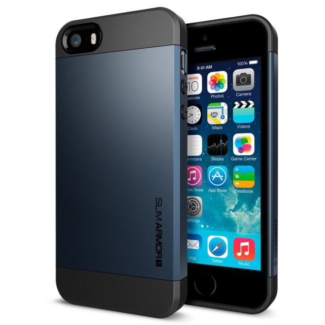 Супертонкий чехол SPIGEN для iPhone SE / 5s / 5 - Slim Armor S - Синевато-серый - SGP10365
