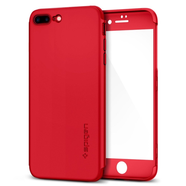 Тонкий чехол SPIGEN для iPhone 7 Plus / 8 Plus - Thin Fit 360 - Красный - 043CS21731