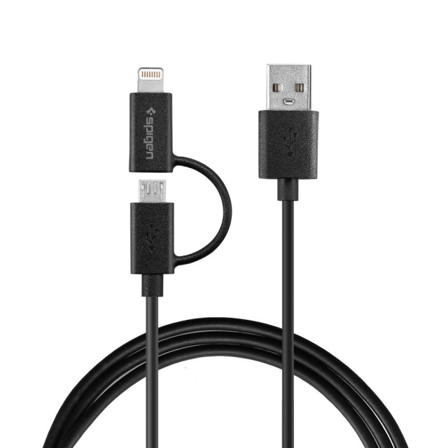 Универсальный кабель SPIGEN - C21 Micro USB + Lightning - Черный - SGP11178
