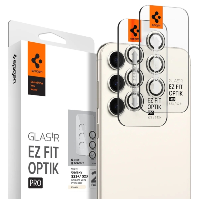 Защитное стекло для камеры SPIGEN для Galaxy S23 Plus / S23 - GLAS.tR EZ Fit Optik Pro - 2 шт - Бежевый - AGL06169
