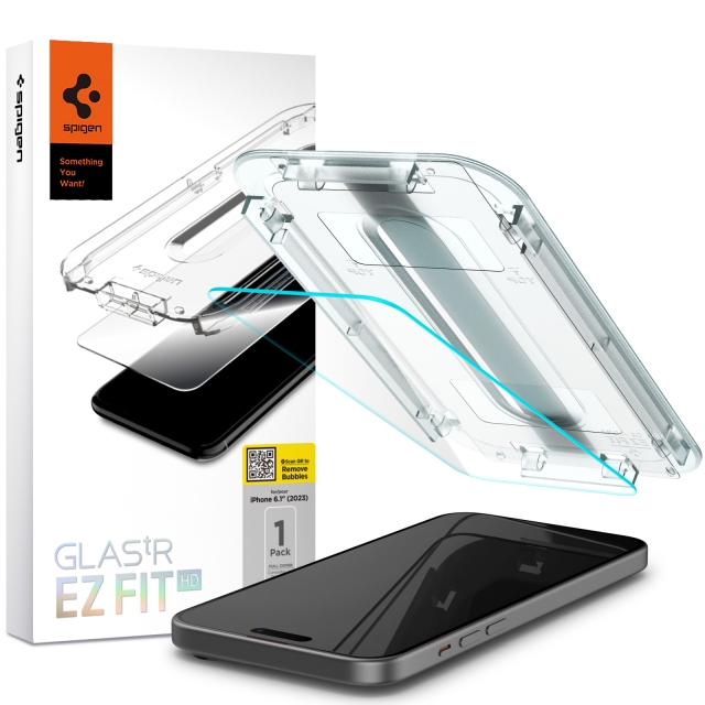Защитное стекло SPIGEN для iPhone 15 - Glass tR EZ Fit HD - Прозрачный - 1 шт - AGL06907