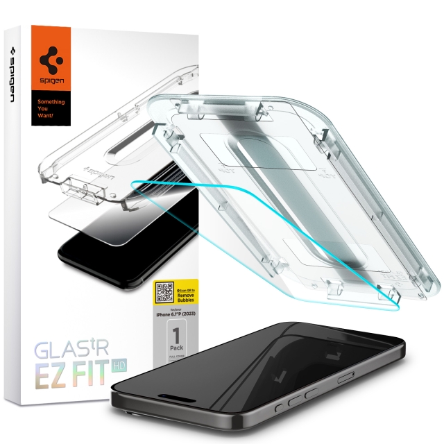 Защитное стекло SPIGEN для iPhone 15 Pro - Glass tR EZ Fit HD - Прозрачный - 1 шт - AGL06898