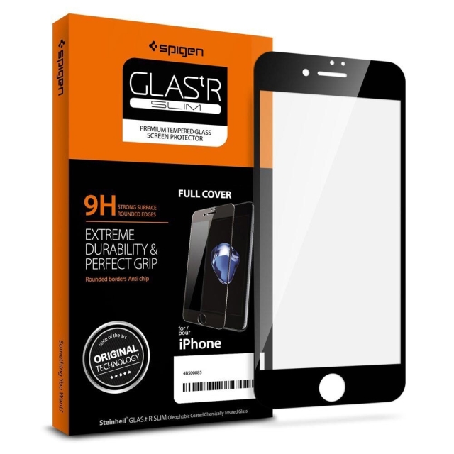 Защитное стекло SPIGEN для iPhone SE (2022/2020)/8/7 - GLAS.tR Slim Full - Черный - AGL01314