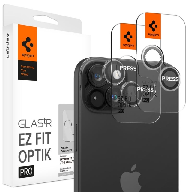 Защитное стекло для камеры SPIGEN для iPhone 15 / 15 Plus - Glass tR EZ Fit Optik Pro - Прозрачный - 2 шт - AGL06918
