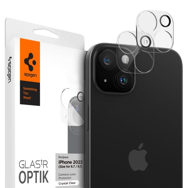 Защитное стекло для камеры SPIGEN для iPhone 15 / 15 Plus - Glass tR Optik - Прозрачный - 2 шт - AGL06916