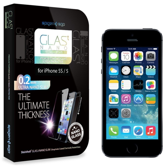 Защитное стекло SPIGEN для iPhone SE / 5s / 5c / 5 - GLAS.t NANO SLIM - SGP10511