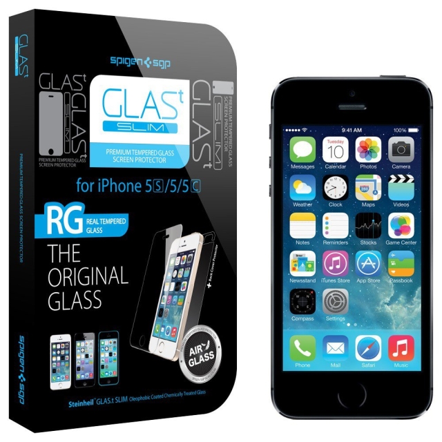 Защитное стекло SPIGEN для iPhone SE / 5s / 5c / 5 - GLAS.t SLIM Premium - SGP10112