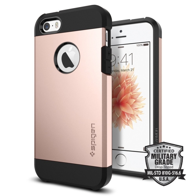 Защитный чехол SPIGEN для iPhone SE / 5s / 5 - Tough Armor - Розовое золото - 041CS20190