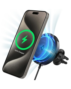 Автодержатель с зарядкой SPIGEN для iPhone MagSafe - OneTap Pro 3 Cryomax Wireless Charger (Air Vent) - Черный - ACP07082
