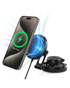Автодержатель с зарядкой SPIGEN для iPhone MagSafe - OneTap Pro 3 Cryomax Wireless Charger (Dashboard) - Черный - ACP07405