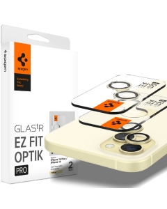 Защитное стекло для камеры SPIGEN для iPhone 15/15 Plus/14/14 Plus - Glass tR EZ Fit Optik Pro - Желтый - 2 шт - AGL07168