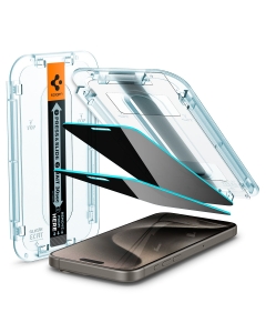 Защитное стекло SPIGEN для iPhone 15 Pro - Glass tR EZ Fit (Privacy) - Прозрачный - 2 шт - AGL06894