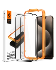 Защитное стекло SPIGEN для iPhone 15 Pro Max - Glass tR AlignMaster - Черный - 2 шт - AGL06875