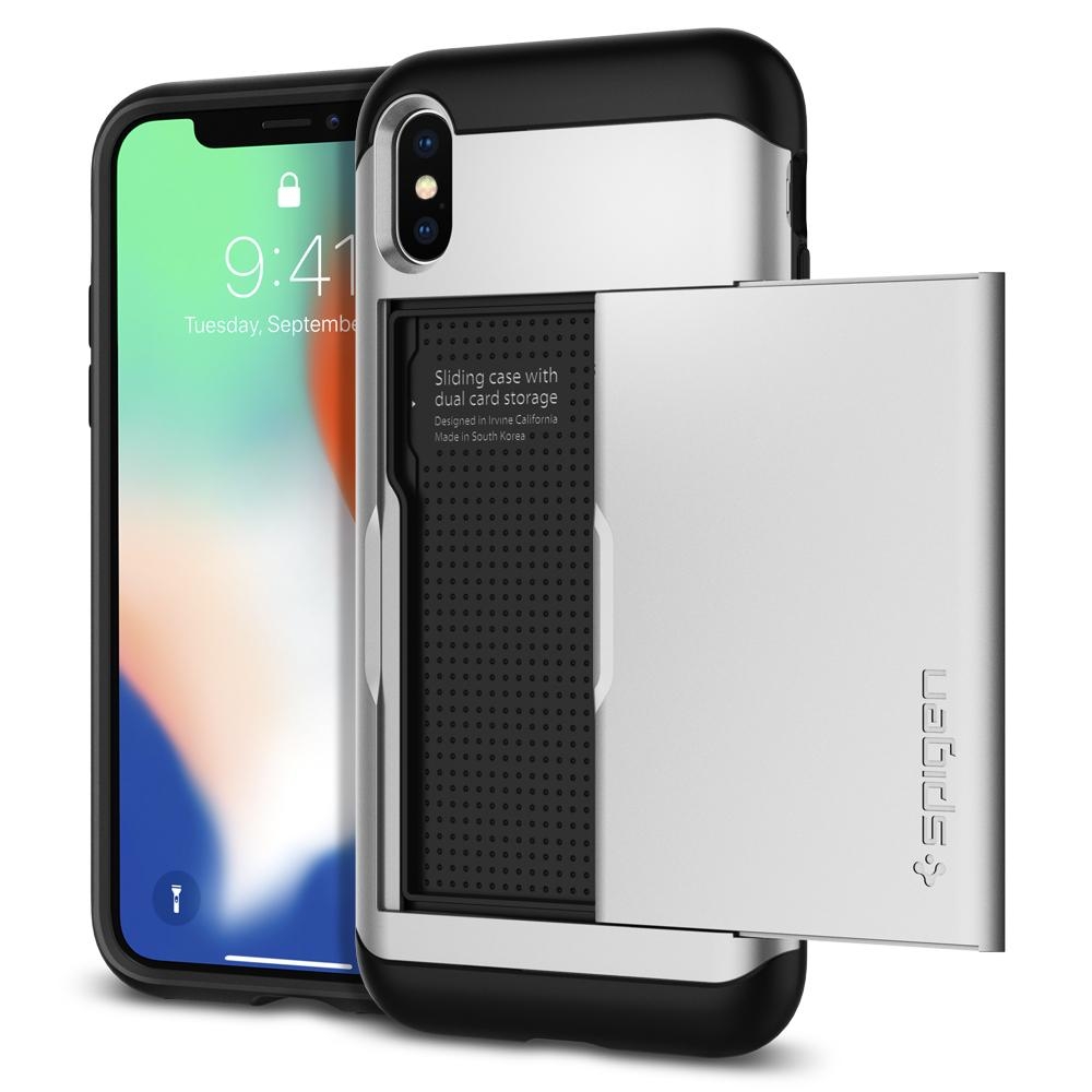 Чехол-визитница SPIGEN для iPhone X / XS - Slim Armor CS - Серебристый -  057CS22158. Заходите!