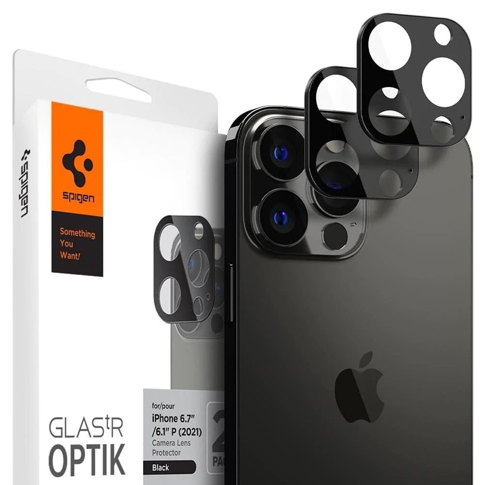 Защитное стекло для камеры SPIGEN для iPhone 13 Pro Max / iPhone 13 Pro -  Optik Lens Protector V2 - Черный - 2 шт - AGL03381. Заходите!