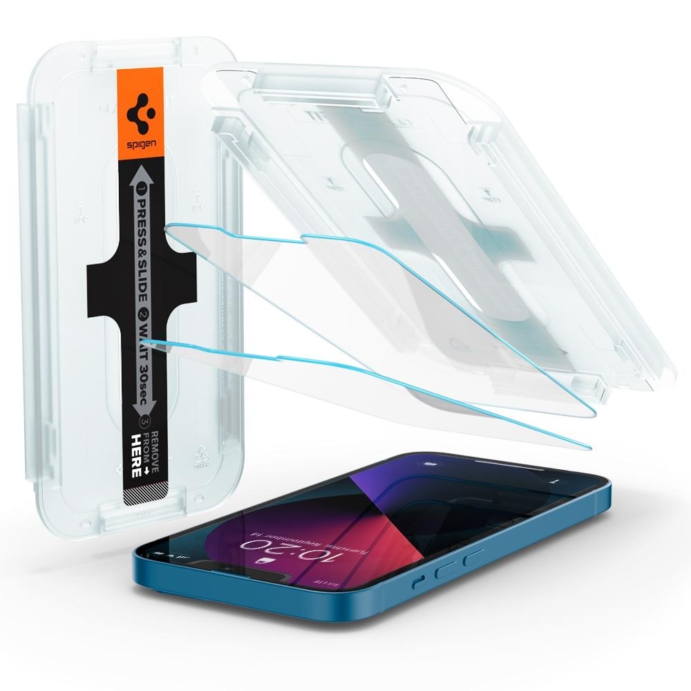 Защитное стекло SPIGEN для iPhone 13 Mini - EZ FIT GLAS.tR SLIM -  Прозрачный - 2 шт - AGL03396. Заходите!