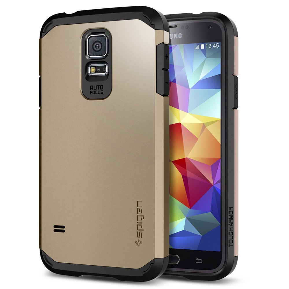 Защитный чехол SPIGEN для Galaxy S5 - Tough Armor - Золотой - SGP10764.  Заходите!